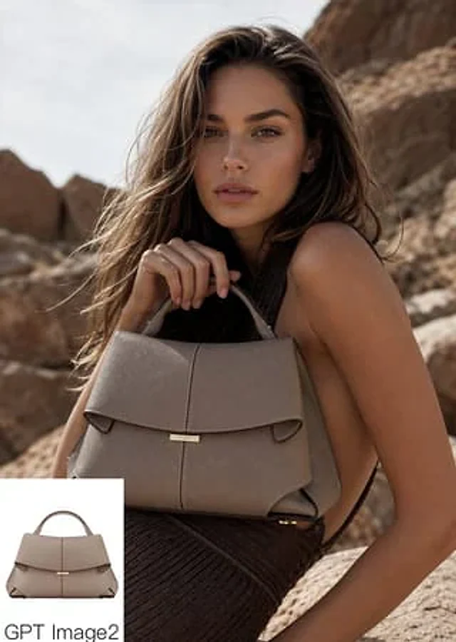 Example generated from “Luxury Desert Handbag Campaign”