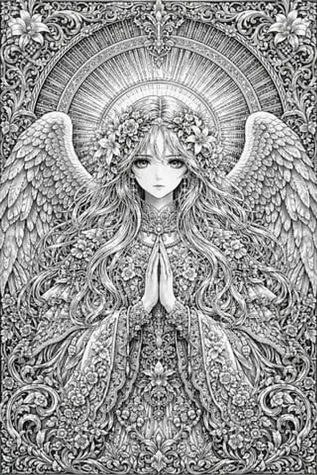 Example generated from “Intricate Monochrome Angel Line Art”