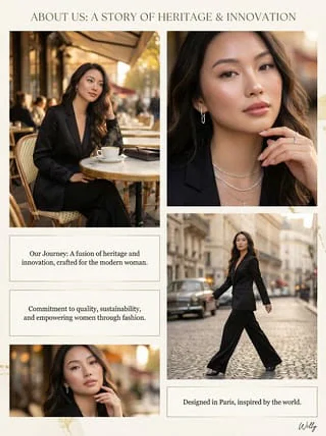 Example generated from “Luxury Brand About Page Storytelling Layout”