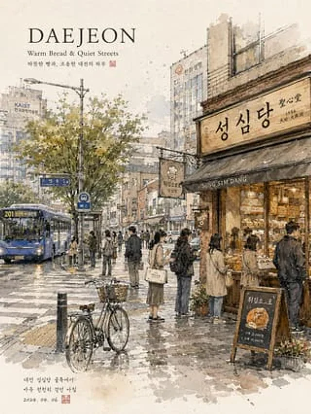 Example generated from “韩国城市水彩旅行插画”