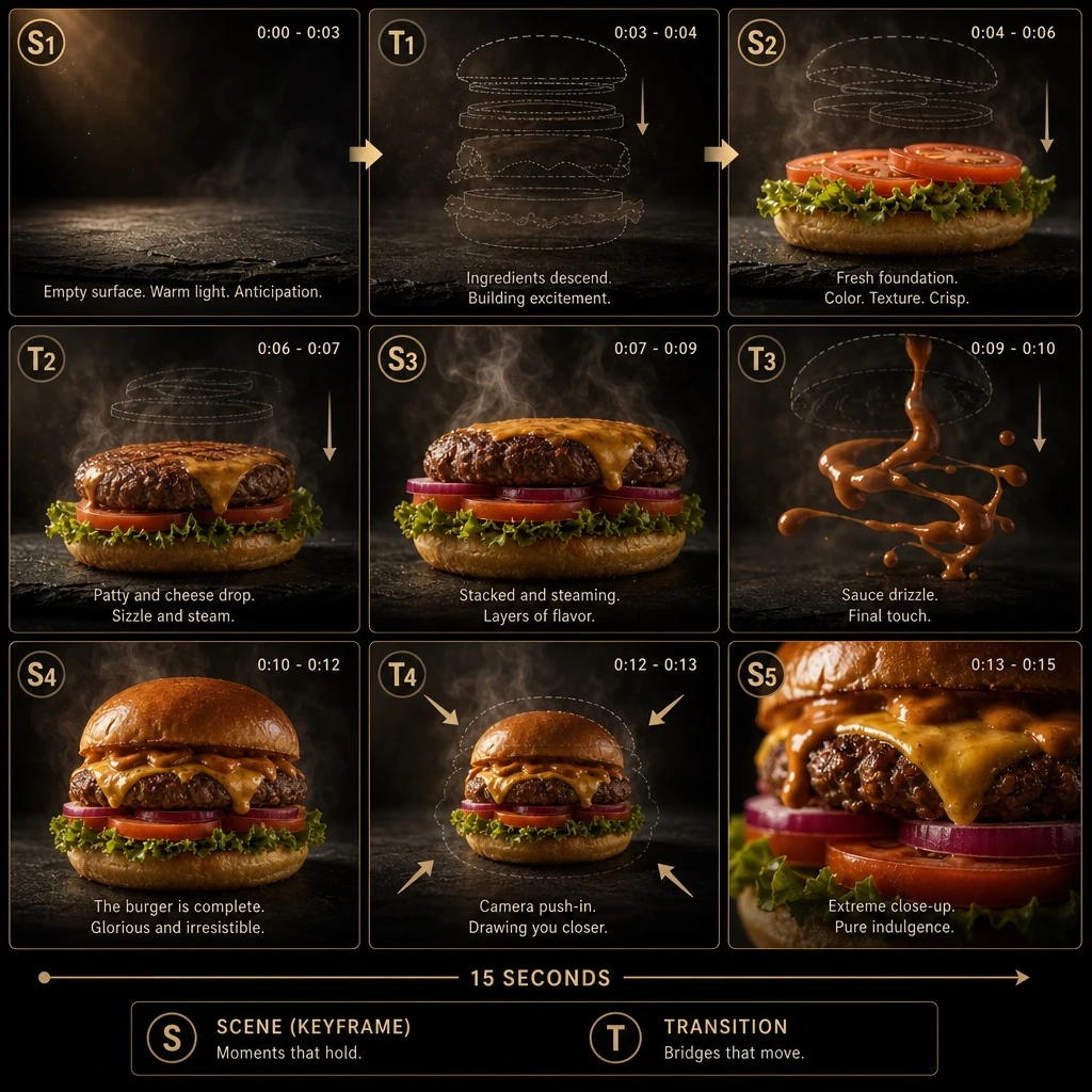 Gourmet Burger Ad Storyboard — Two-prompt Workflow — ClawLabs AI · MIT
