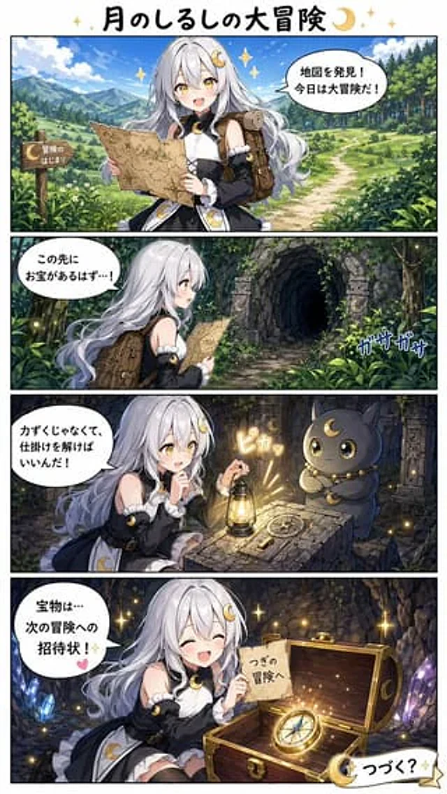 Example generated from “Moon Mark Adventure Comic Page”
