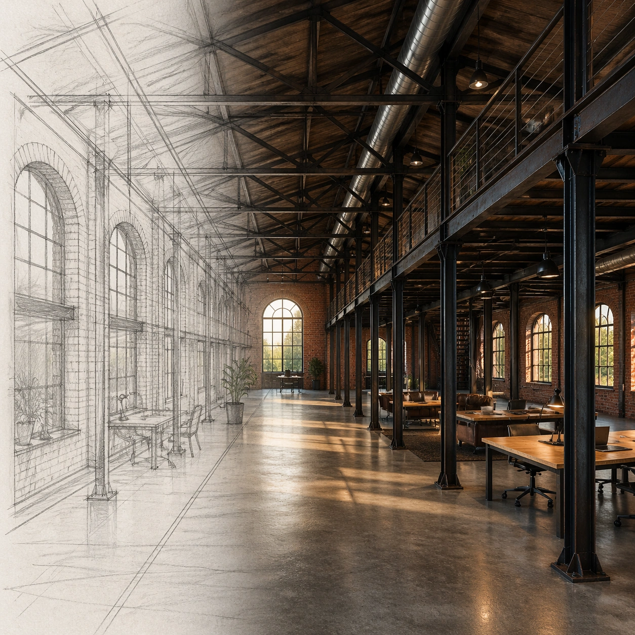 Warehouse Loft Sketch-to-Render Concept — ChaosRealmsAI · MIT