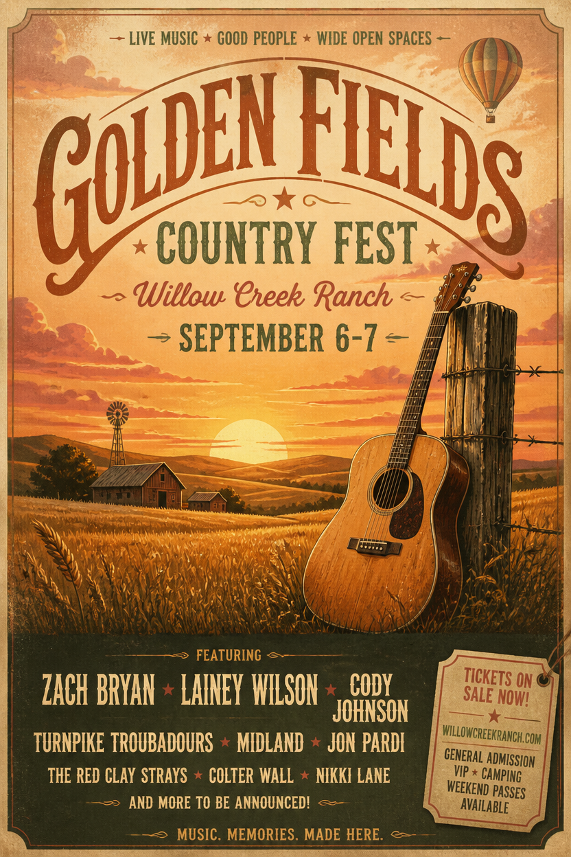 Example generated from “Design illustration · Golden Fields Country Fest — API Models · CC BY 4.0”