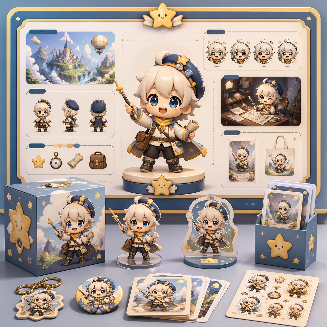 Chibi Mascot Merchandise Campaign Board — ChaosRealmsAI · MIT
