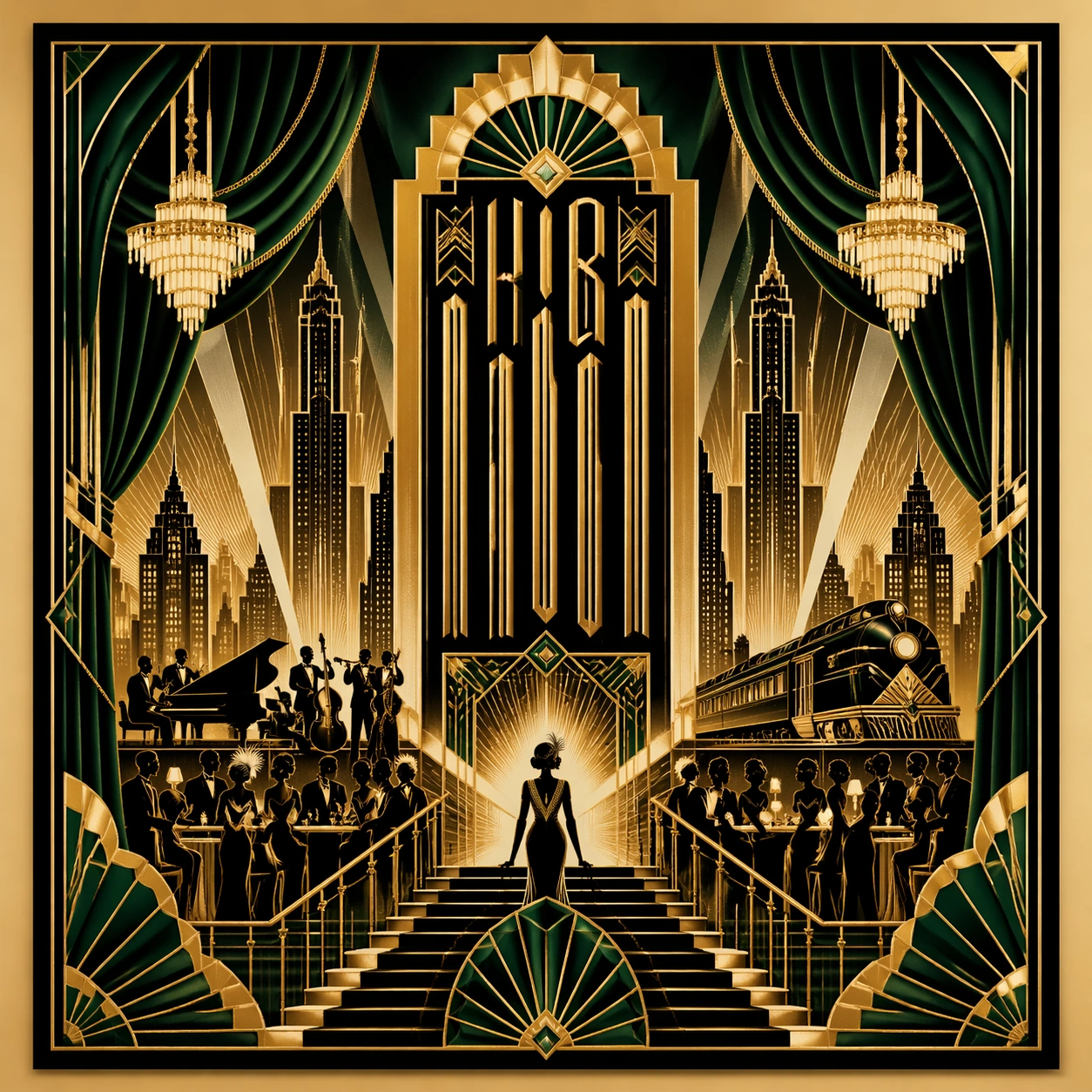 Art Deco Jazz-Theatre Poster Study — ChaosRealmsAI · MIT