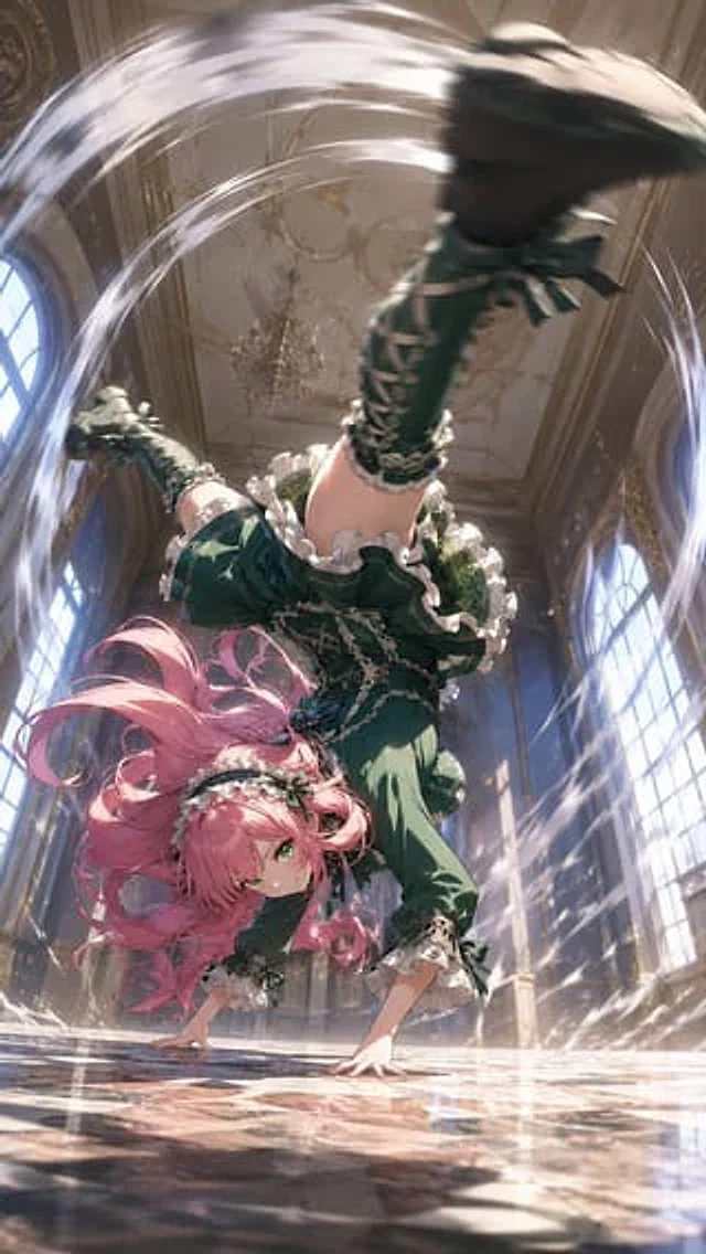Example generated from “Gothic Maid Acrobatic Kick”