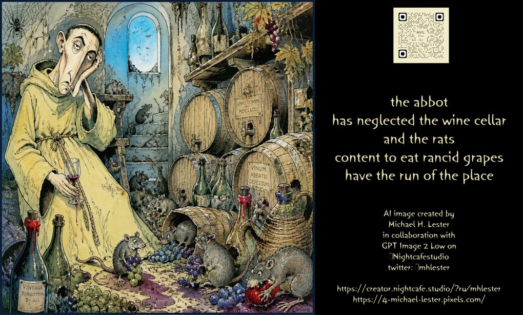 Example generated from “Haiku About Neglected Wine Cellar”