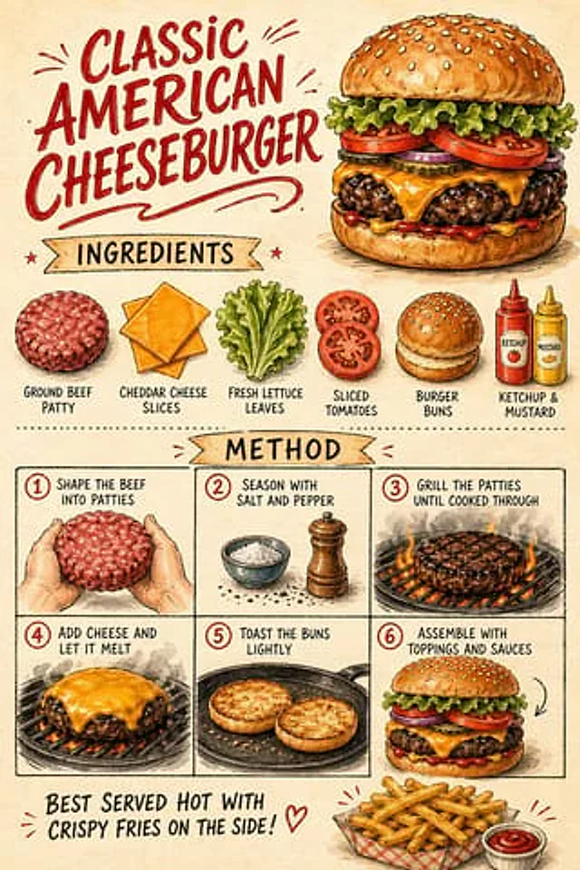 Example generated from “Vintage Cheeseburger Recipe Poster”