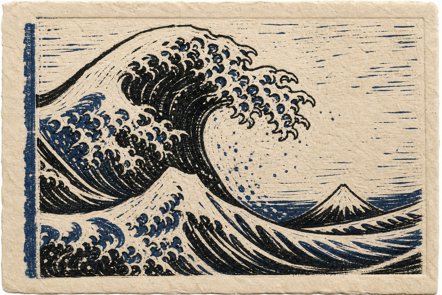 Example generated from “Breaking Wave Two-Ink Linocut-Style Study — Shuryne · MIT”