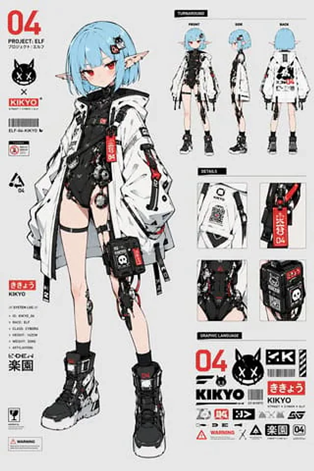 Example generated from “Cyber Elf Girl Reference Sheet”