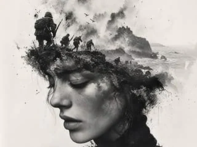 Example generated from “Black-and-White Wartime Ink Scene”