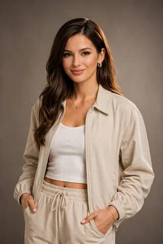 Example generated from “Editorial Studio Portrait in Neutral Streetwear”