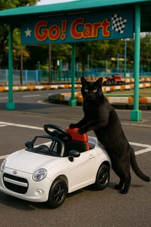 Example generated from “Cat with Toy Car at Go-Kart Track”