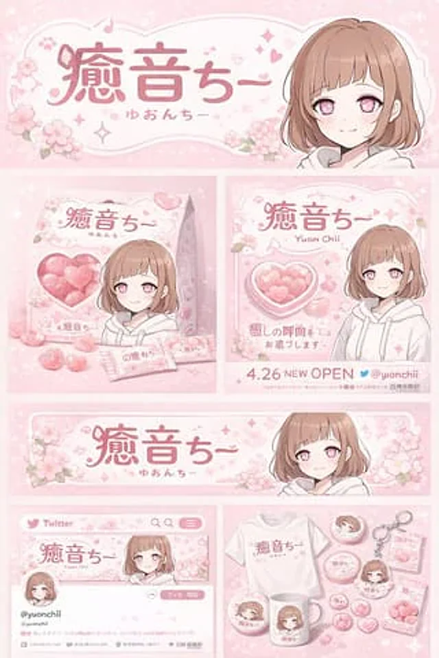 Example generated from “Anime Character Brand Identity & Merch Board”