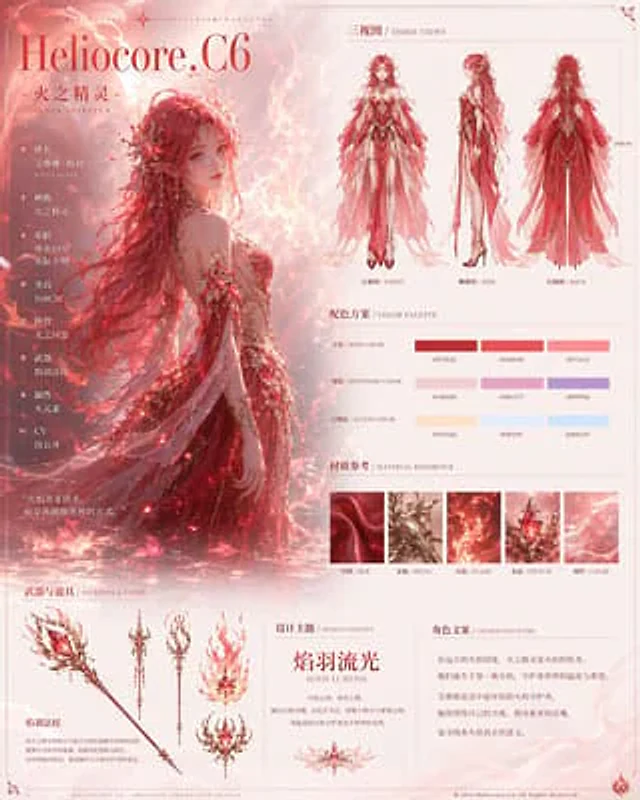 Example generated from “Fire Spirit Character Reference Sheet”