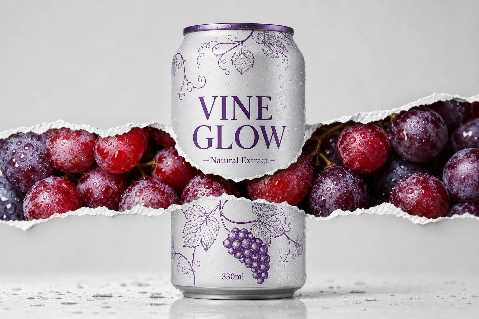Grape Reveal Can Product Shot — ClawLabs AI · MIT