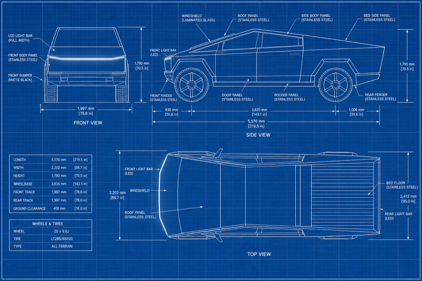 Example generated from “Style demo · Blueprint — Tesla Cybertruck”