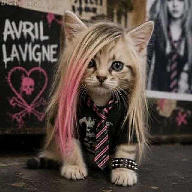Example generated from “Pop-Punk Emo Kitten Portrait”