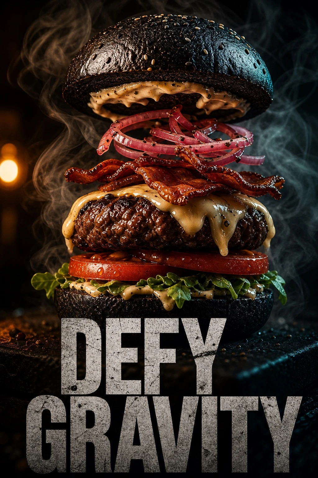Gourmet Burger Gravity Poster — ClawLabs AI · MIT