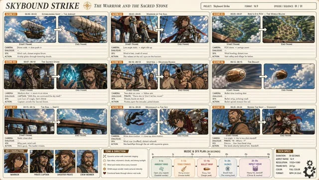 Example generated from “Professional Anime Cinematic Storyboard”
