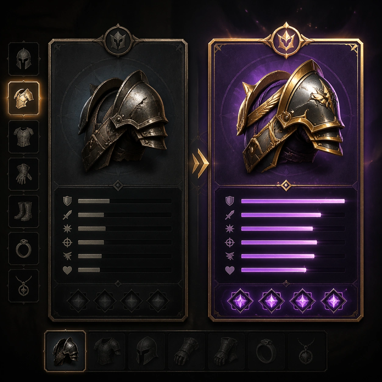 Old and New Helmet Upgrade Comparison — ChaosRealmsAI · MIT
