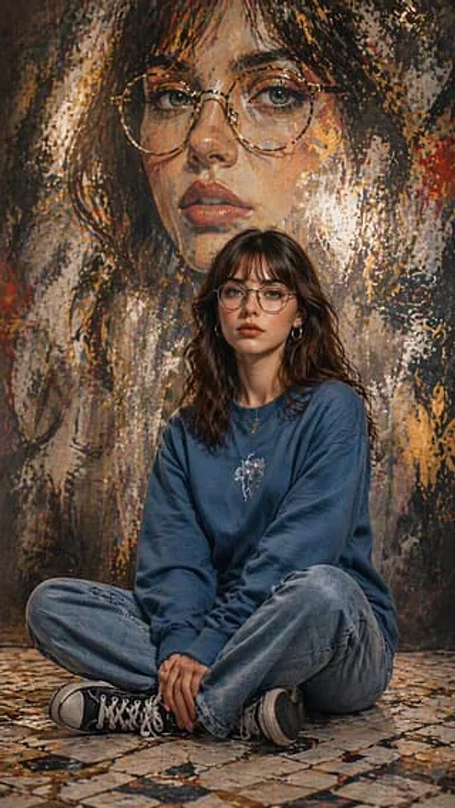 Example generated from “Artistic Portrait with Mural Background”