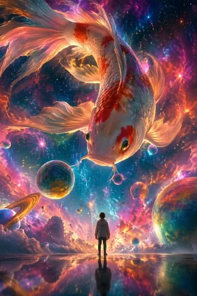 Example generated from “Surrealist Koi Fish Illustration”