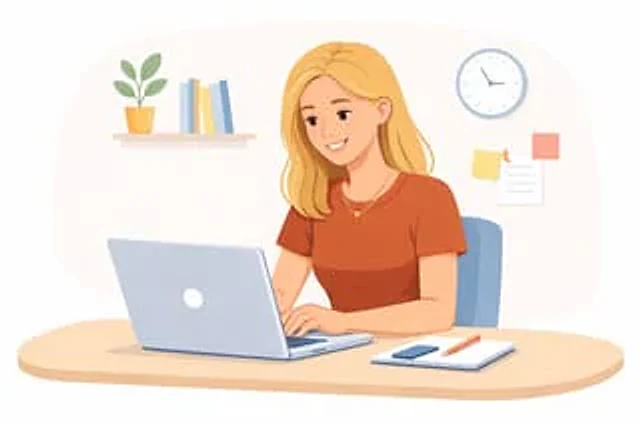 Example generated from “Flat vector illustration of a woman working”