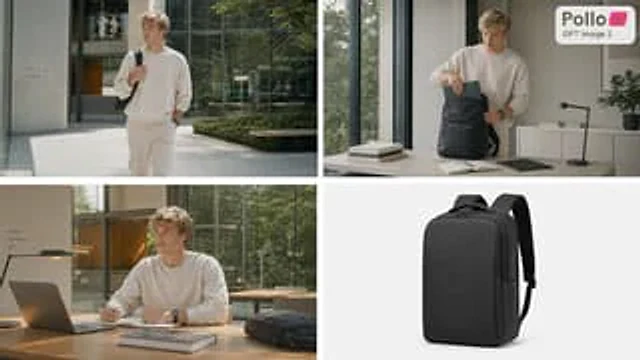 Example generated from “Four-Panel Backpack Lifestyle Ad”