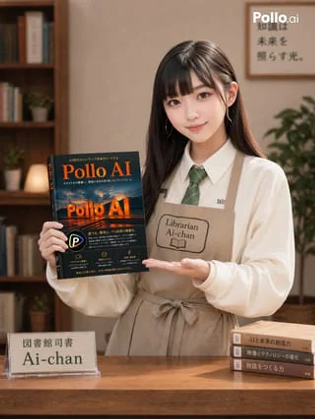 Example generated from “Photoreal librarian presenting AI book”