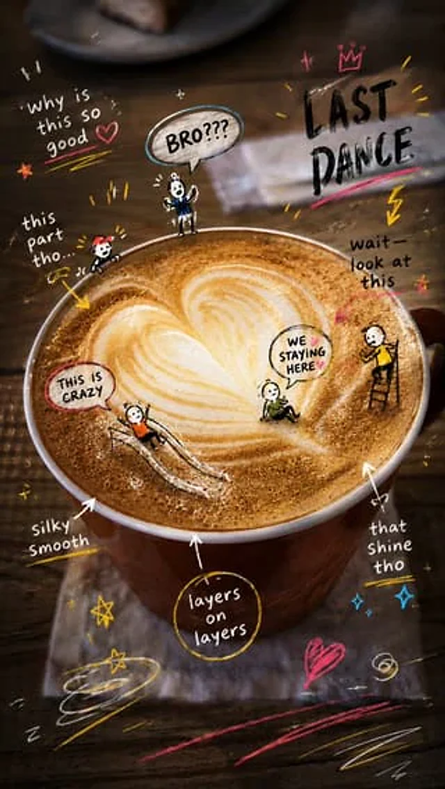 Example generated from “Latte Photo With Emotional Doodles”