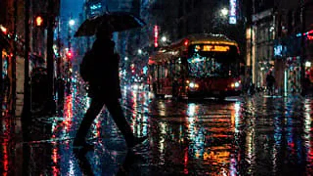 Example generated from “Rainy Night City Crossing”