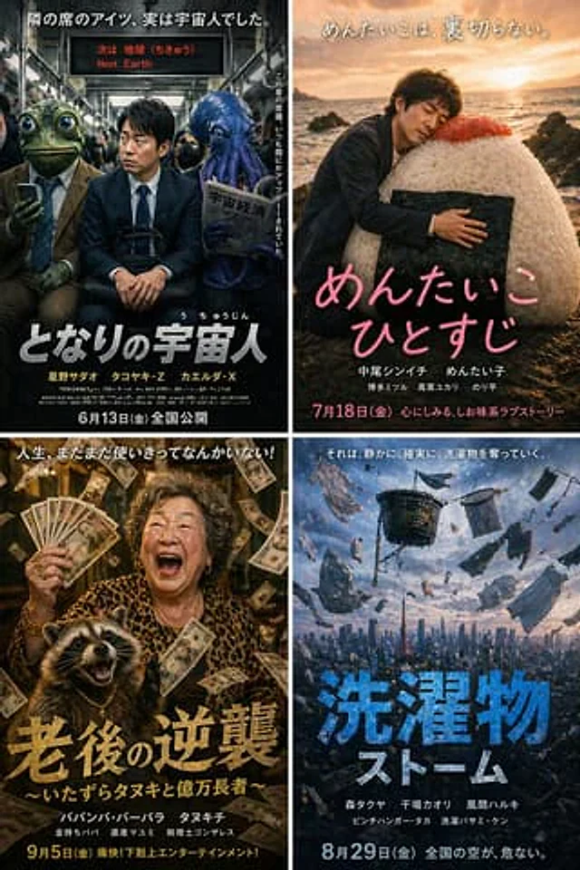 Example generated from “4-Panel Parody Movie Poster Grid”