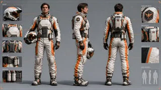 Example generated from “Sci-Fi Mech Pilot Full-Body Sheet”