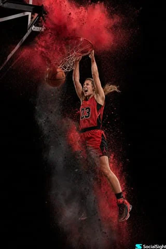 Example generated from “Action Basketball Dunk with Powder Explosion”