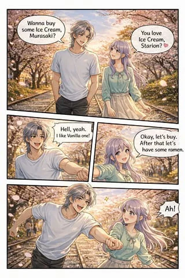 Example generated from “4-Panel Anime Romance Comic Strip”