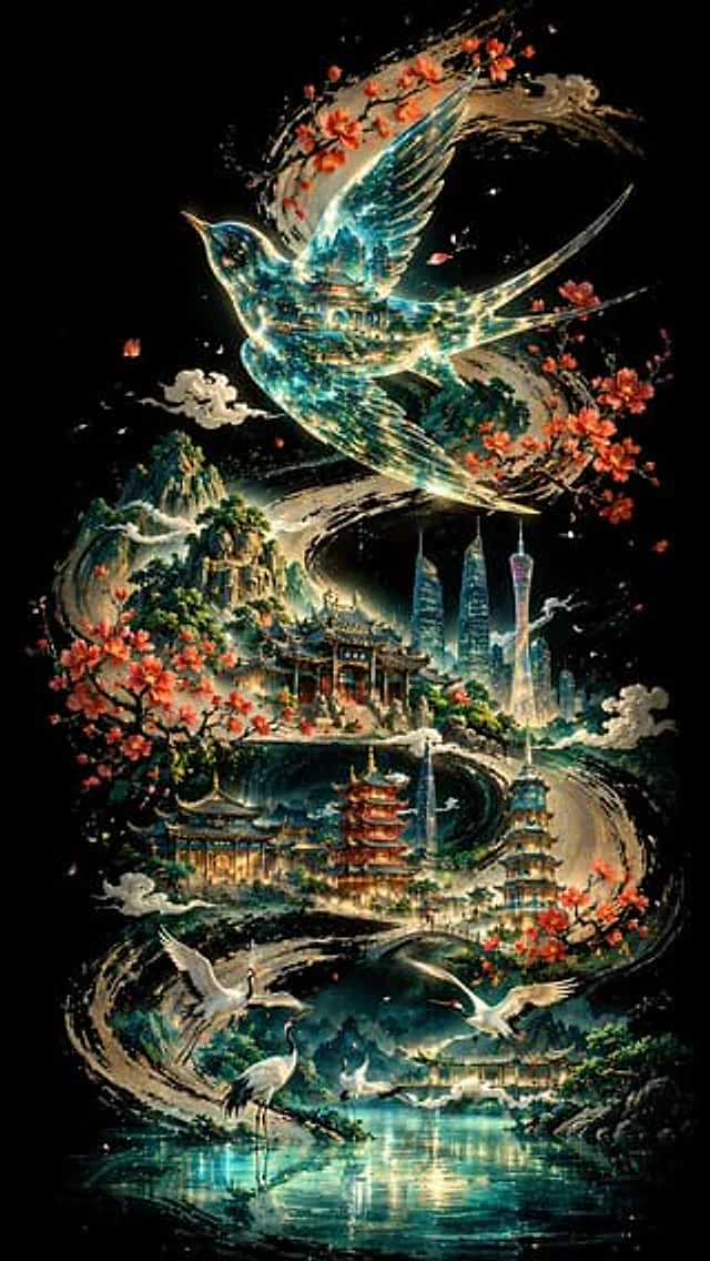 Example generated from “Ink-Curve Guangzhou Aesthetics Poster”