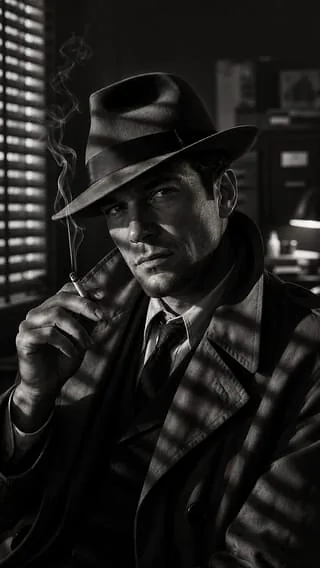 Example generated from “Detective Noir Half-Body Cinematic”