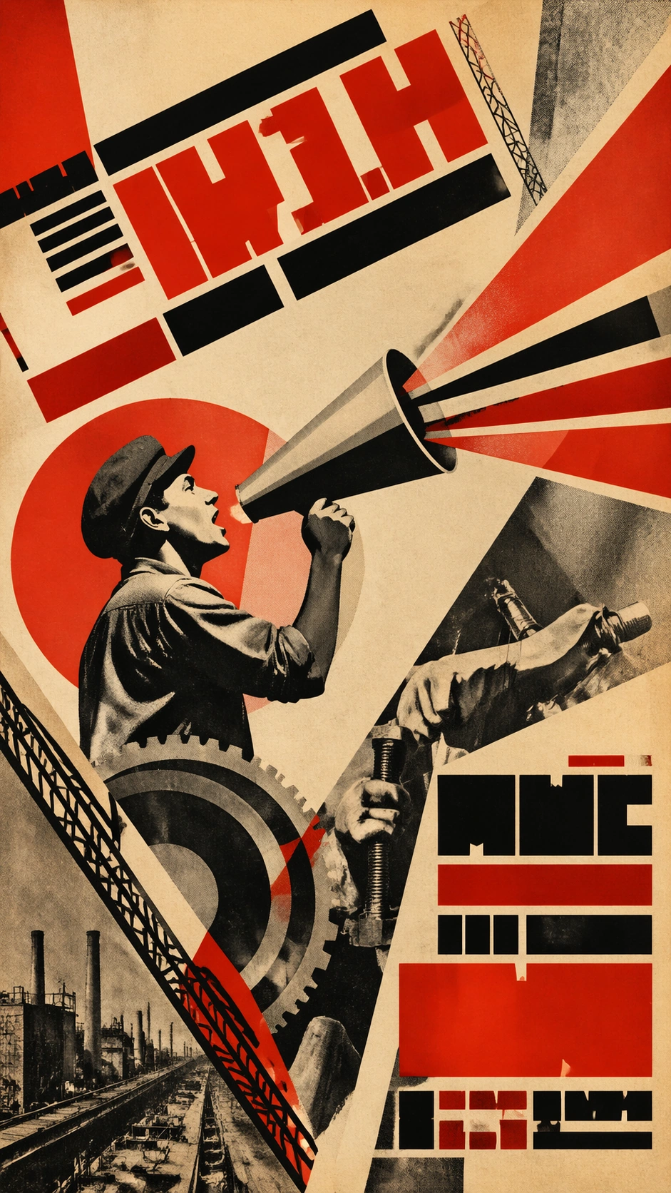 Constructivist Megaphone Poster Study — ChaosRealmsAI · MIT