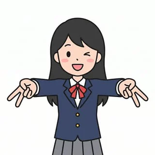 Example generated from “Cute Winking Schoolgirl Peace Sign”