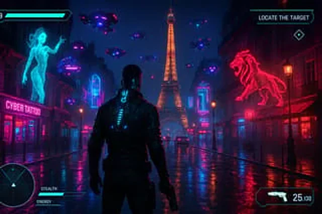 Example generated from “Cyberpunk Europe action HUD”