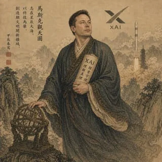 Example generated from “Classical Chinese Scholar with XAI Motif”