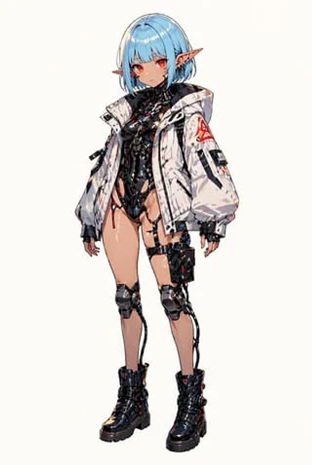 Example generated from “Cyberpunk Elf Girl Full-Body Portrait”