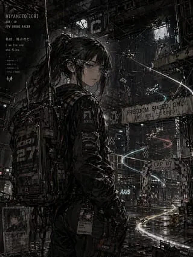 Example generated from “Cyberpunk FPV Drone Racer Poster”