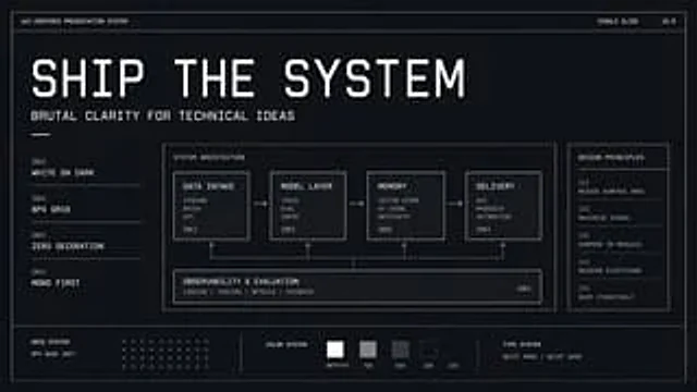 Example generated from “Brutalist Technical System Slide”