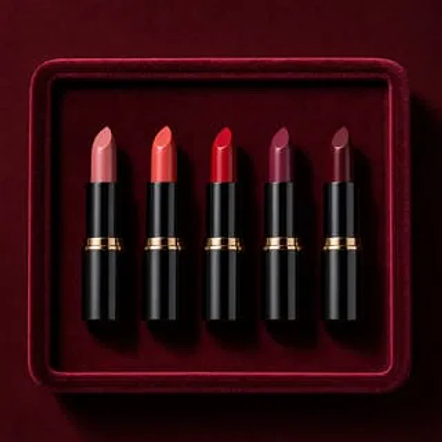 Example generated from “Lipstick Lineup on Velvet Tray”