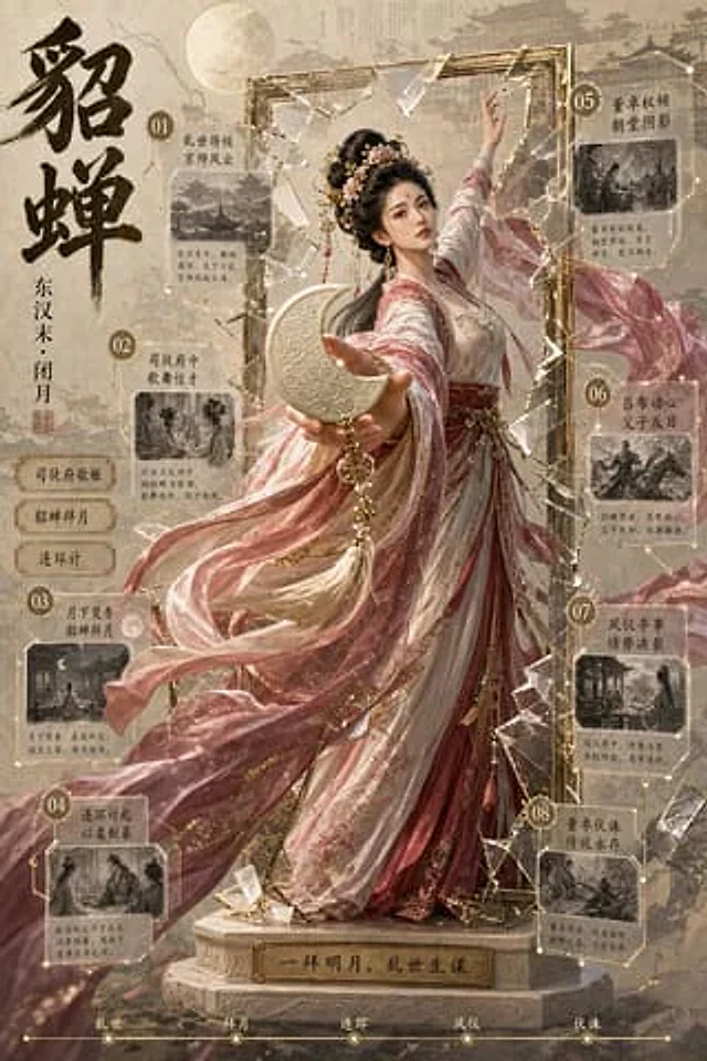 Example generated from “Diaochan 3D Break-Frame Archive Poster”