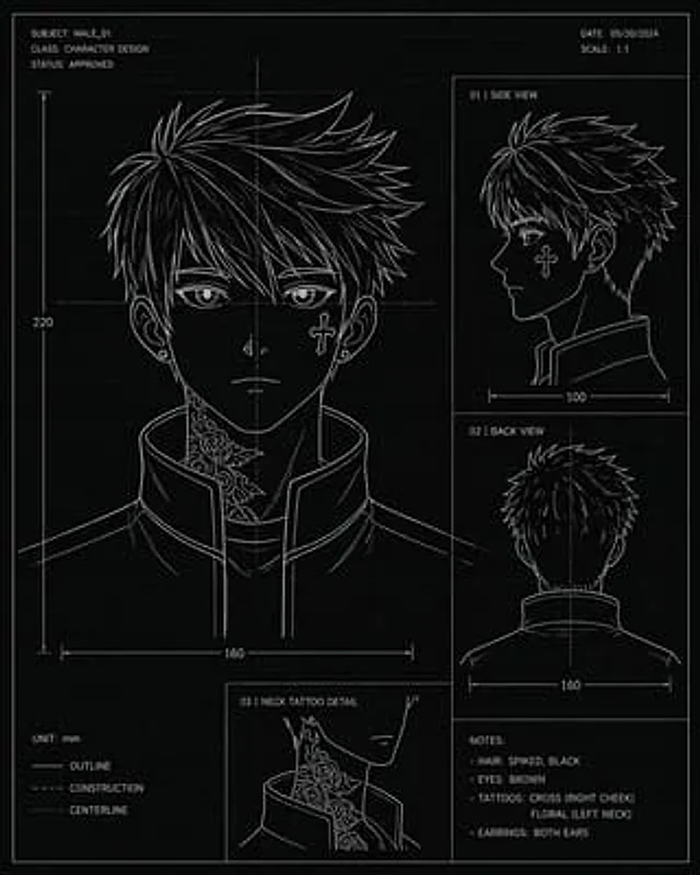 Example generated from “Anime Character Blueprint Sheet”
