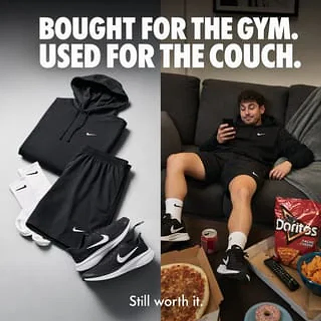 Example generated from “Split-Screen Athleisure Couch Ad”